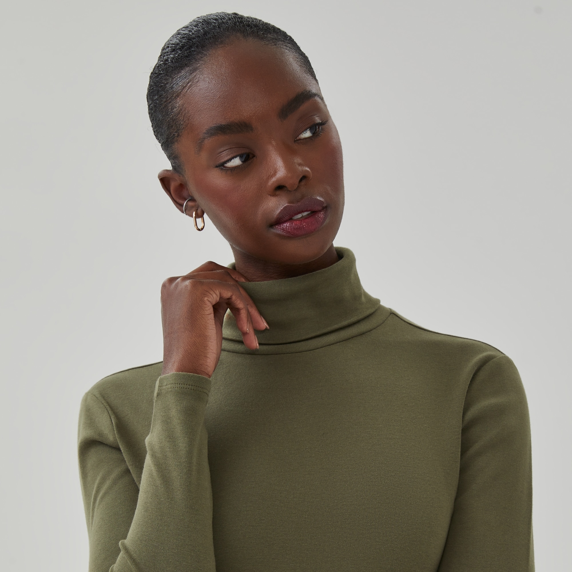 Organic Cotton Essential Turtleneck in Dark Olive from Joe Fresh