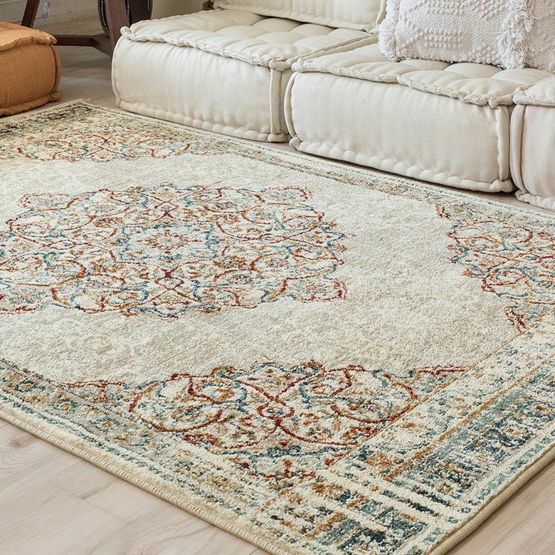 超大判165×286 メダリオン グレージュ ボタニカル トルコヴィンテージ