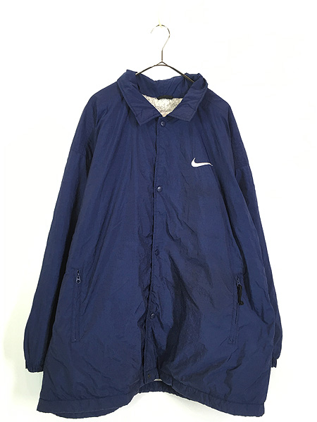 古着 90s NIKE 両面 刺しゅう 裏ボア ナイロン コーチ ジャケット L