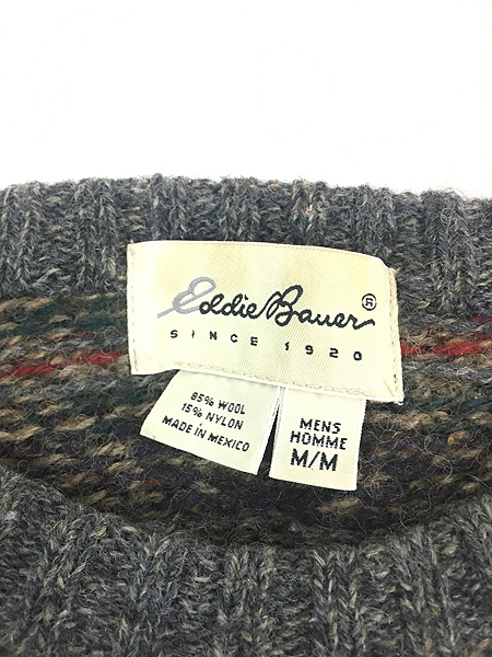 古着 90s Eddie Bauer フェアアイル ボーダー ウール ニット セーター