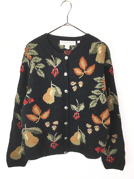 レディース 古着 NOMADIC TRADERS ラ・フランス どんぐり 花 ウール混