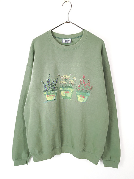 レディース 古着 90s USA製 Lee 花 鉢植え プリント スウェット
