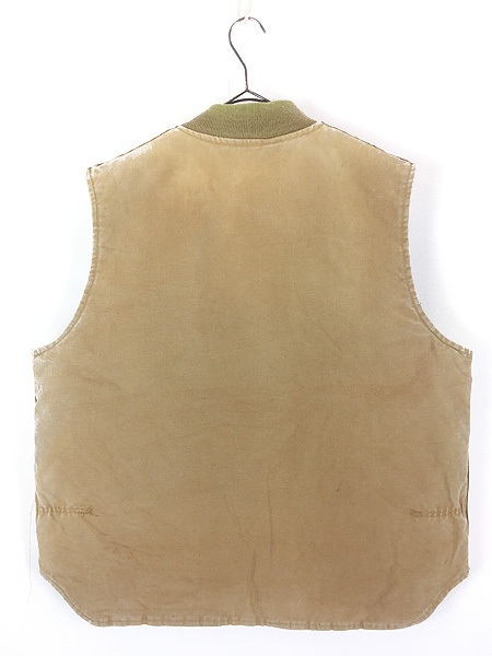 古着 80s USA製 Carhartt フェード ブラウン ダック 首リブ パデット