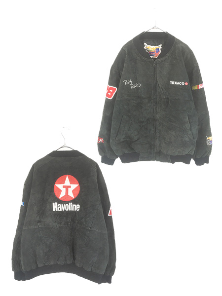 古着 90s Jeff Hamilton 「TEXACO」 本革 スエード レザー レーシング