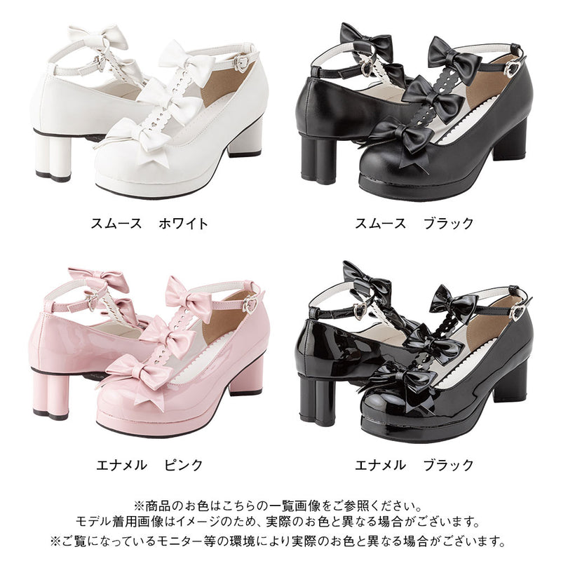 2buy20%OFFクーポン対象】ハートヒールトリプルリボンシューズ