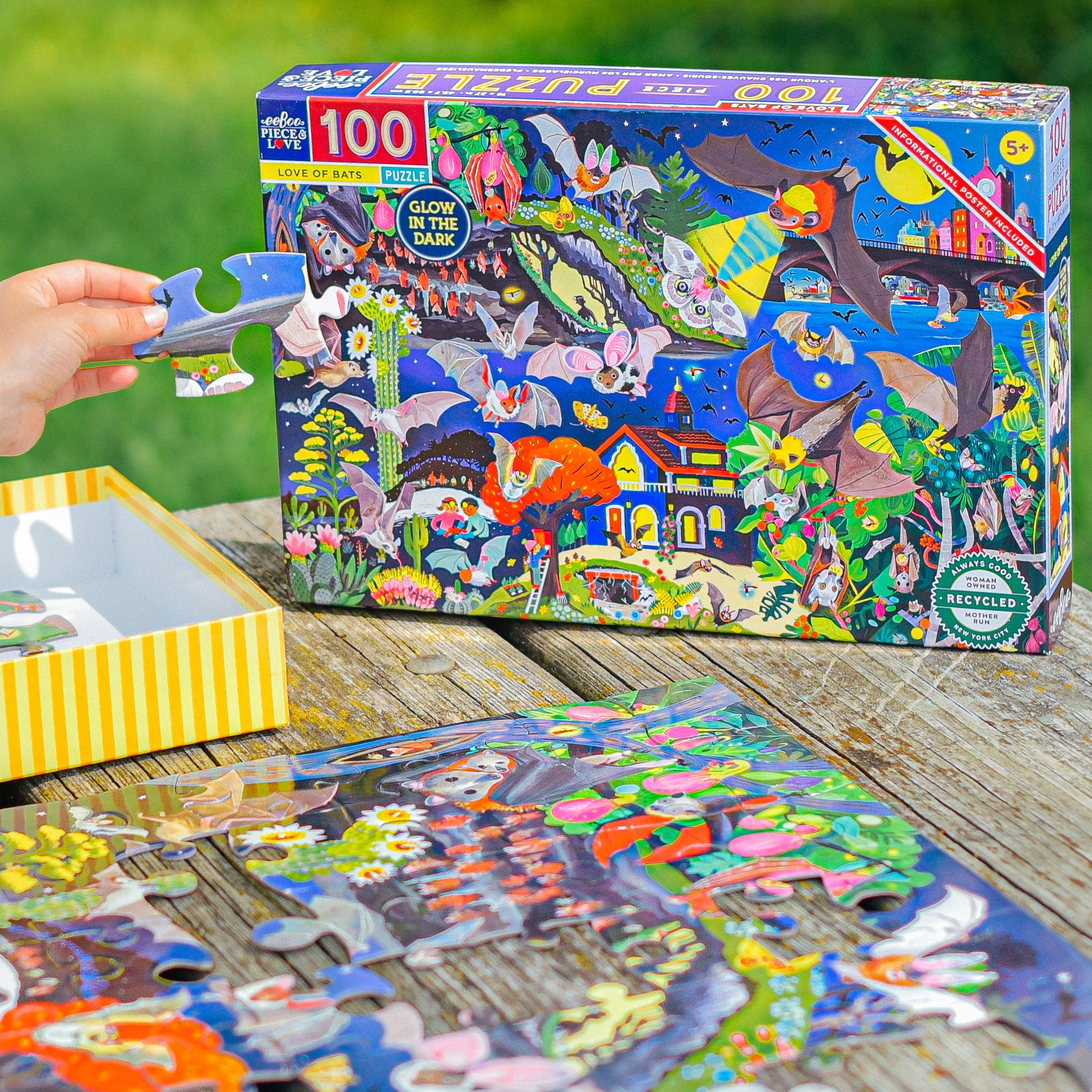 Love of Bats 100 Piece Jigsaw Puzzle Glow in the Dark eeBoo Kids 5+