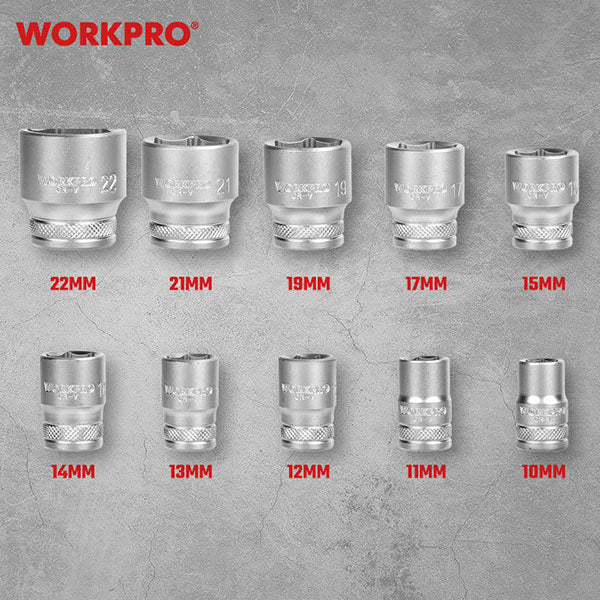 ワークプロ 3/8DRソケットレンチセット 10-22mm 12PC (WP202585