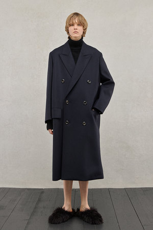 THE RERACS(ザ・リラクス)｜ダブルピークドテーラードコート/ダーク