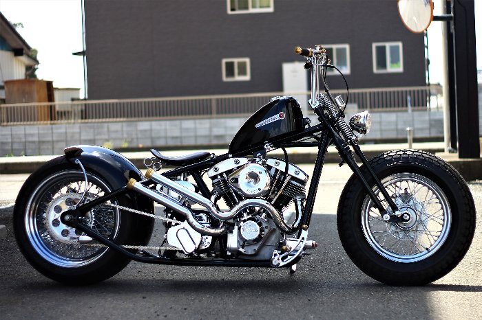 ショベル ワンオフ ショットガン リジッドフレーム用 ハーレー