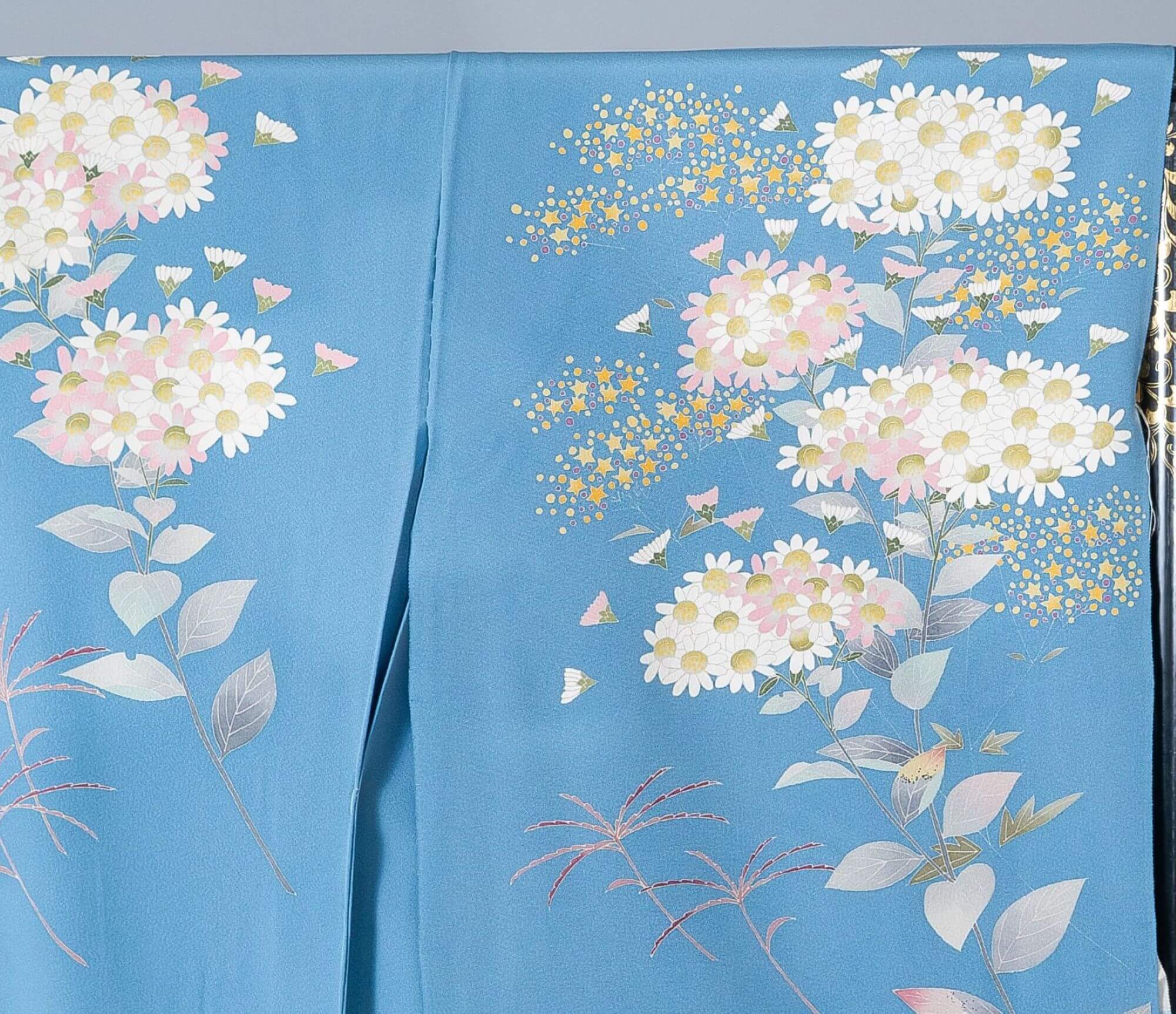 新品【加賀友禅訪問着】空色 星×雛菊｜加賀友禅 絹100％ 八掛付き 未