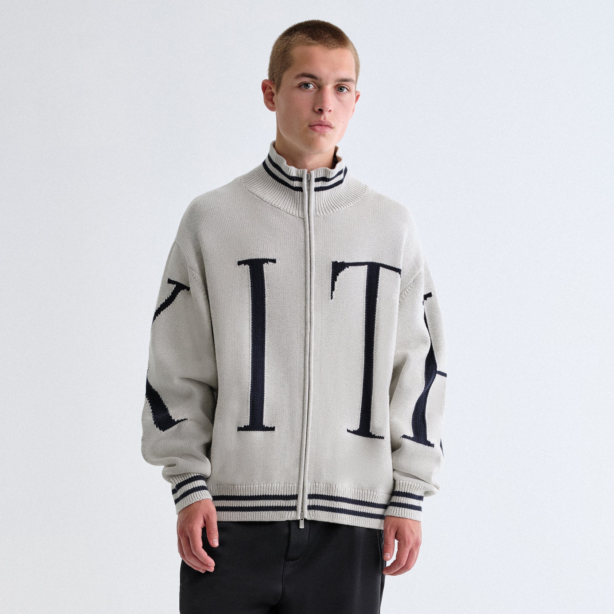Kith Big Letter New York Wyona Full Zip Sweater - Light Heather