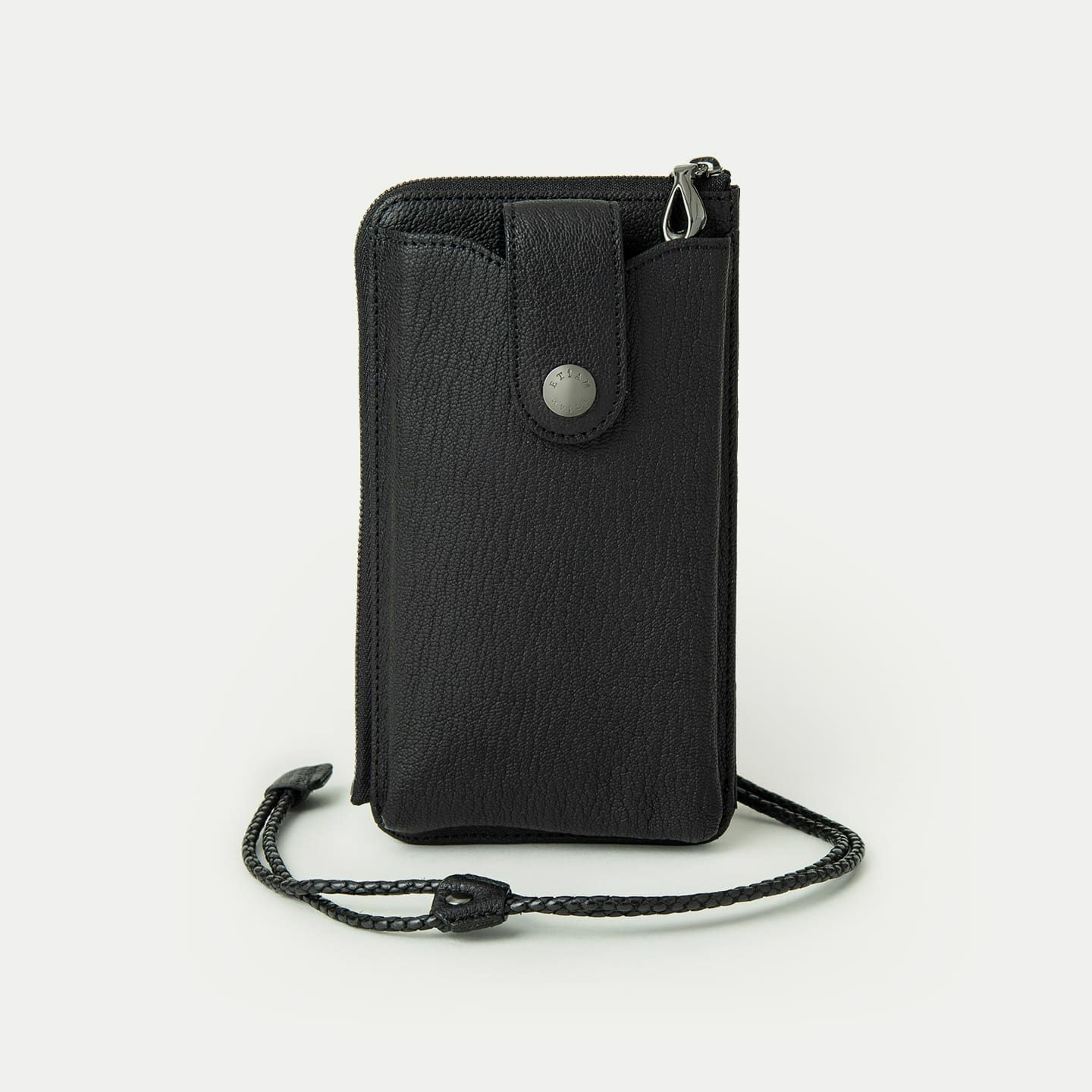 ゴート L字ファスナーウォレットショルダー《Envelop》 - Black - | ETiAM