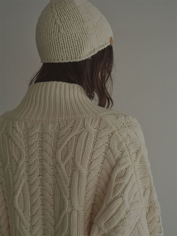 ダブルジップケーブルニットカーディガン(F OFF WHITE): トップス