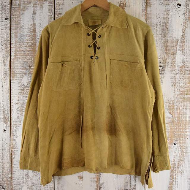 60〜70's W.B.PLACE&CO レースアップ ヌバックシャツ 60年代 70年代 革