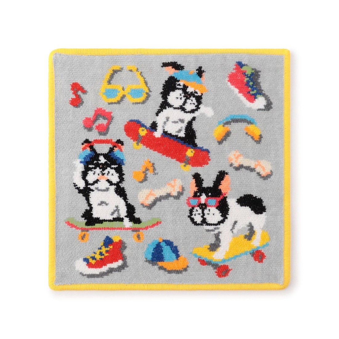 ナーリースケートボーダー ハンカチ(シルバーグレー×イエロー): FEILER