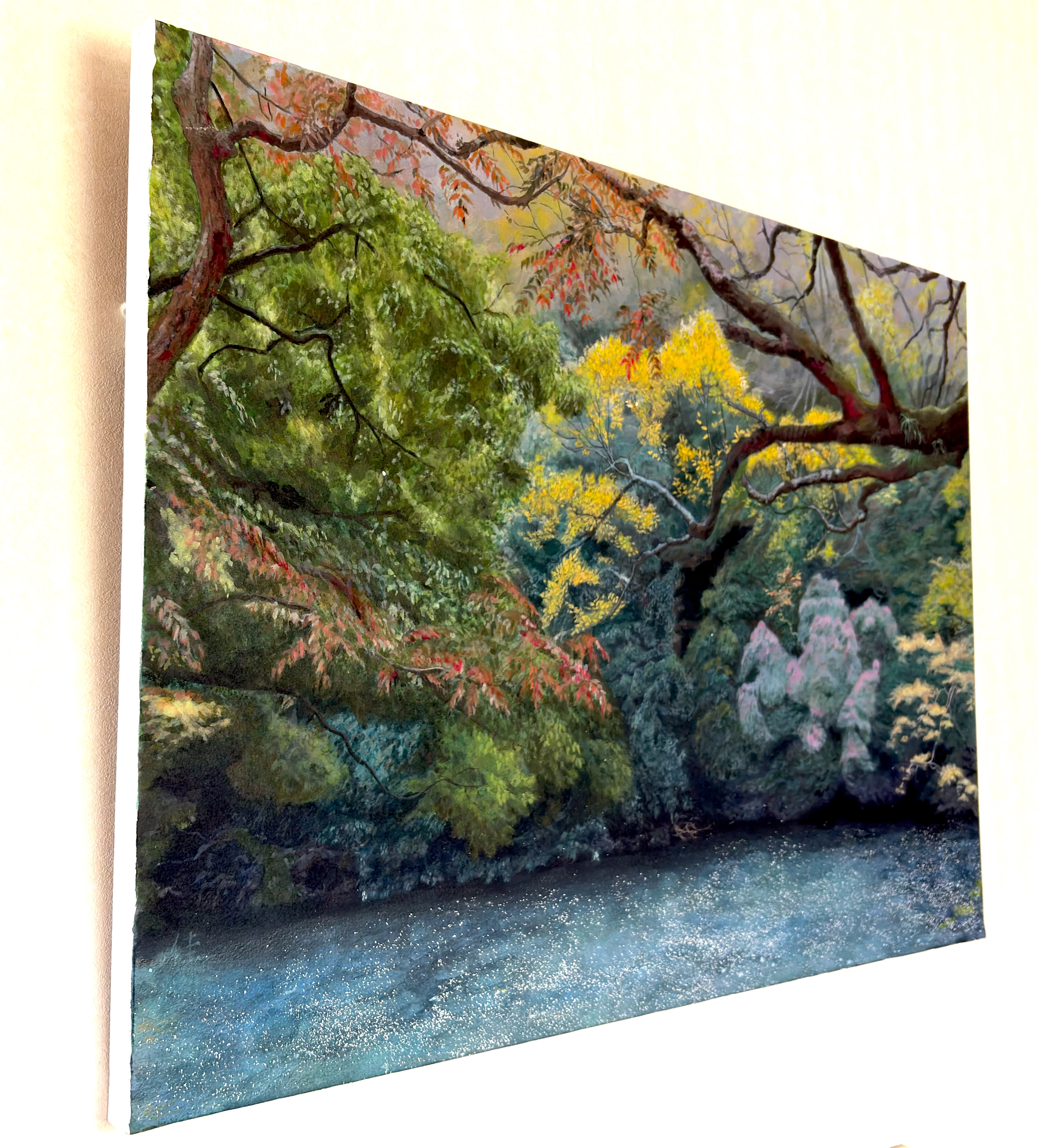 風景画「紅葉の山里」アクリル画 B2 額なし by 福家佳則 / Fukei-ART