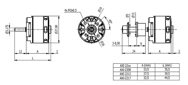 AXi 400 2212/26 Outrunner Brushless Motor