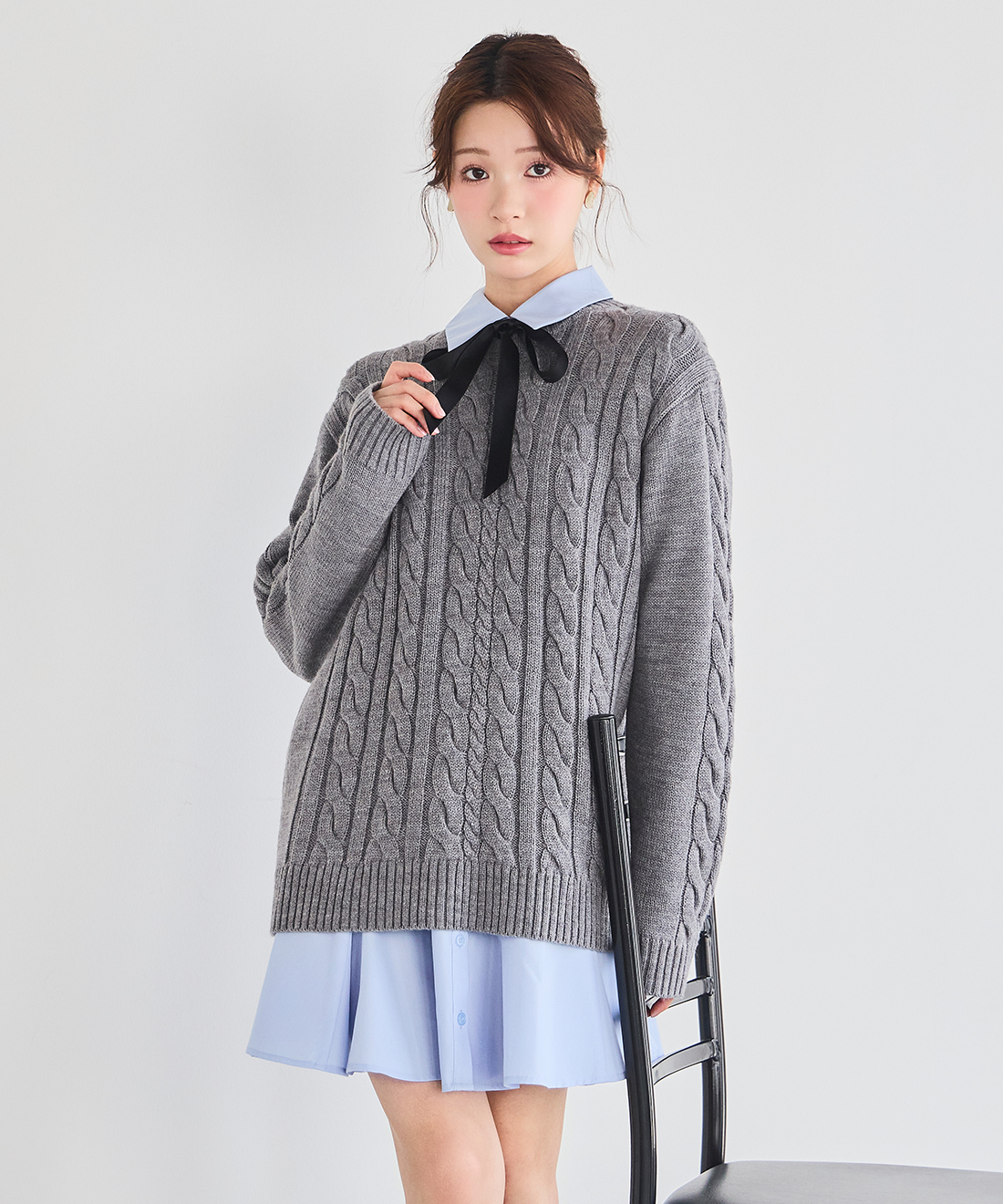 ケーブルニット＆シャツミニワンピースセット｜PETAL ONLINE（ペタル