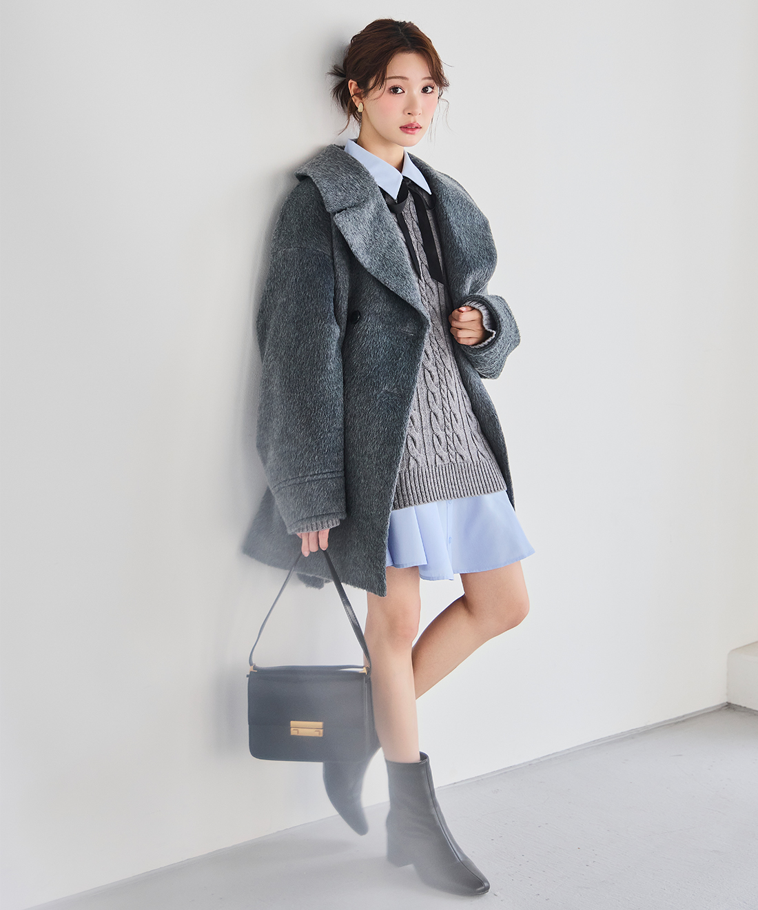 ケーブルニット＆シャツミニワンピースセット｜PETAL ONLINE（ペタル