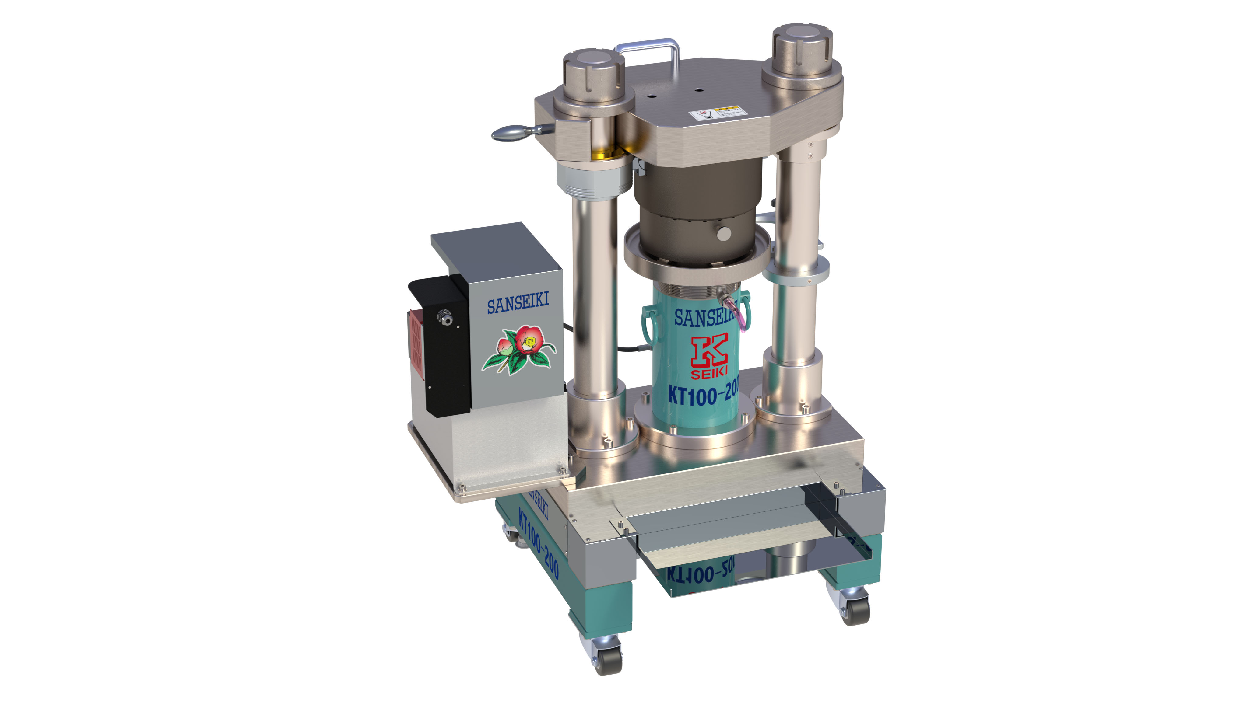 株式会社サン精機 直圧式大型電動搾油機（KT100-200 INV） 圧搾装置