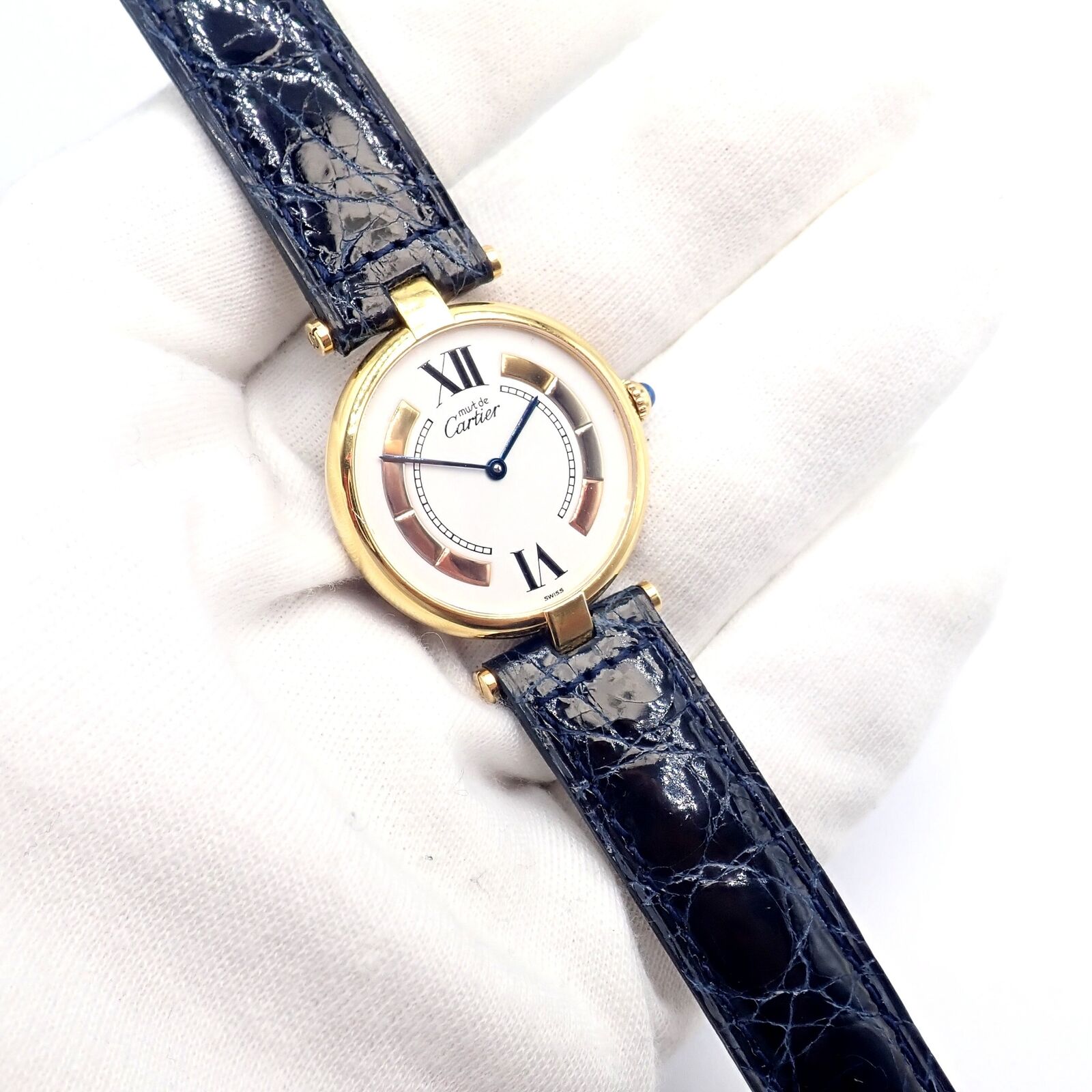 Cartier Must De Silver 925 Argent Vermeil Ronde Quartz 30mm Watch