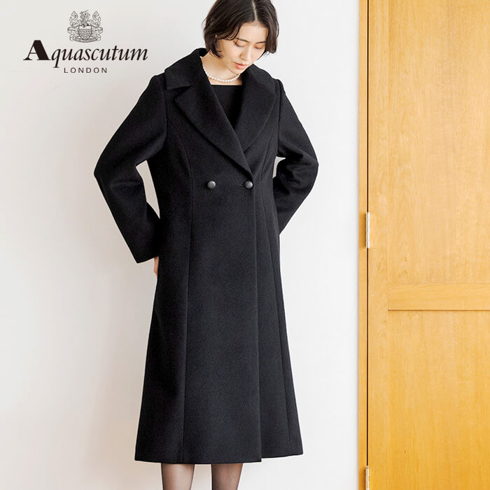 アンゴラ混のクラシカルなコート M・ブラック｜東京ソワール