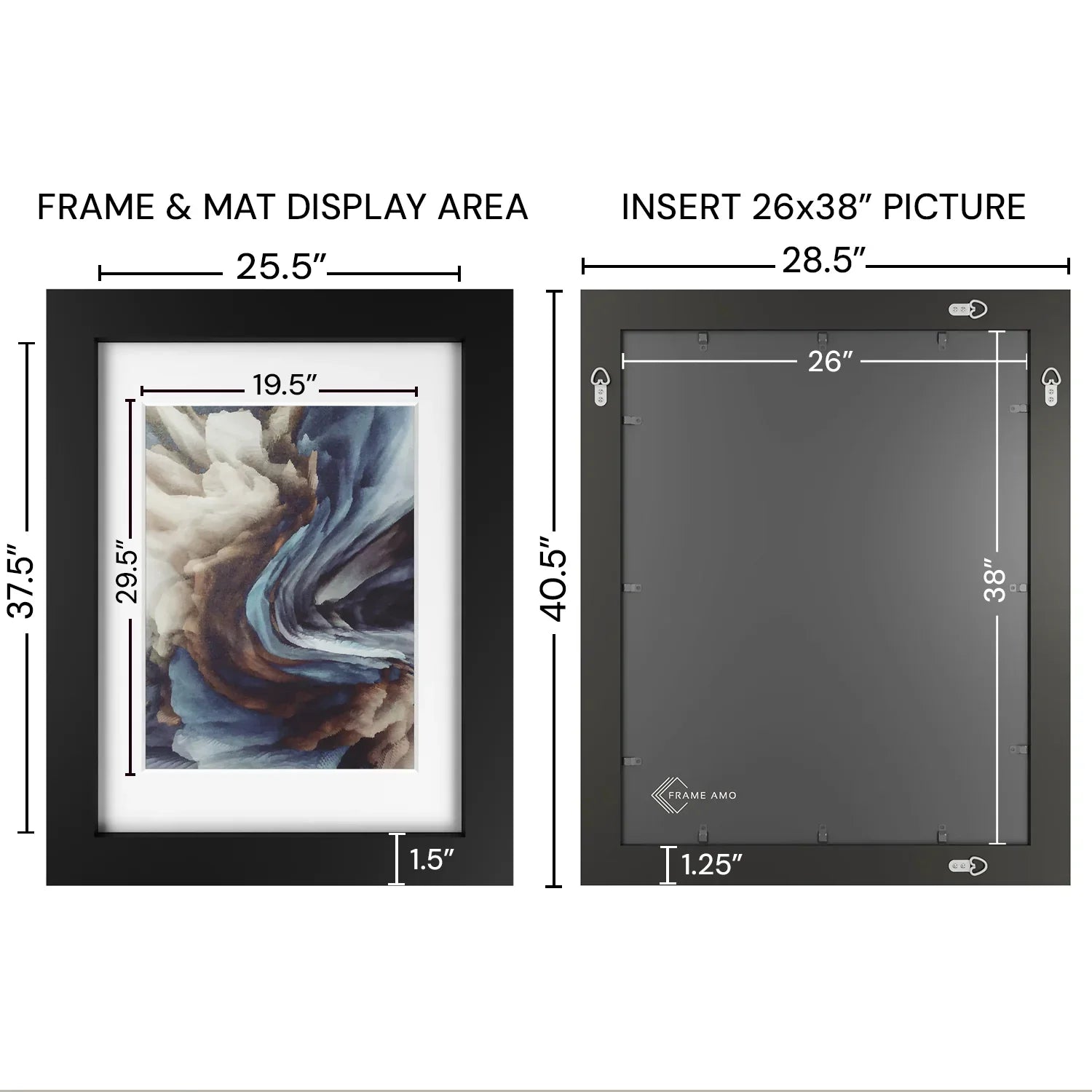 26x38 Frame Matted to 20x30 – Solid Wood Poster Frame with