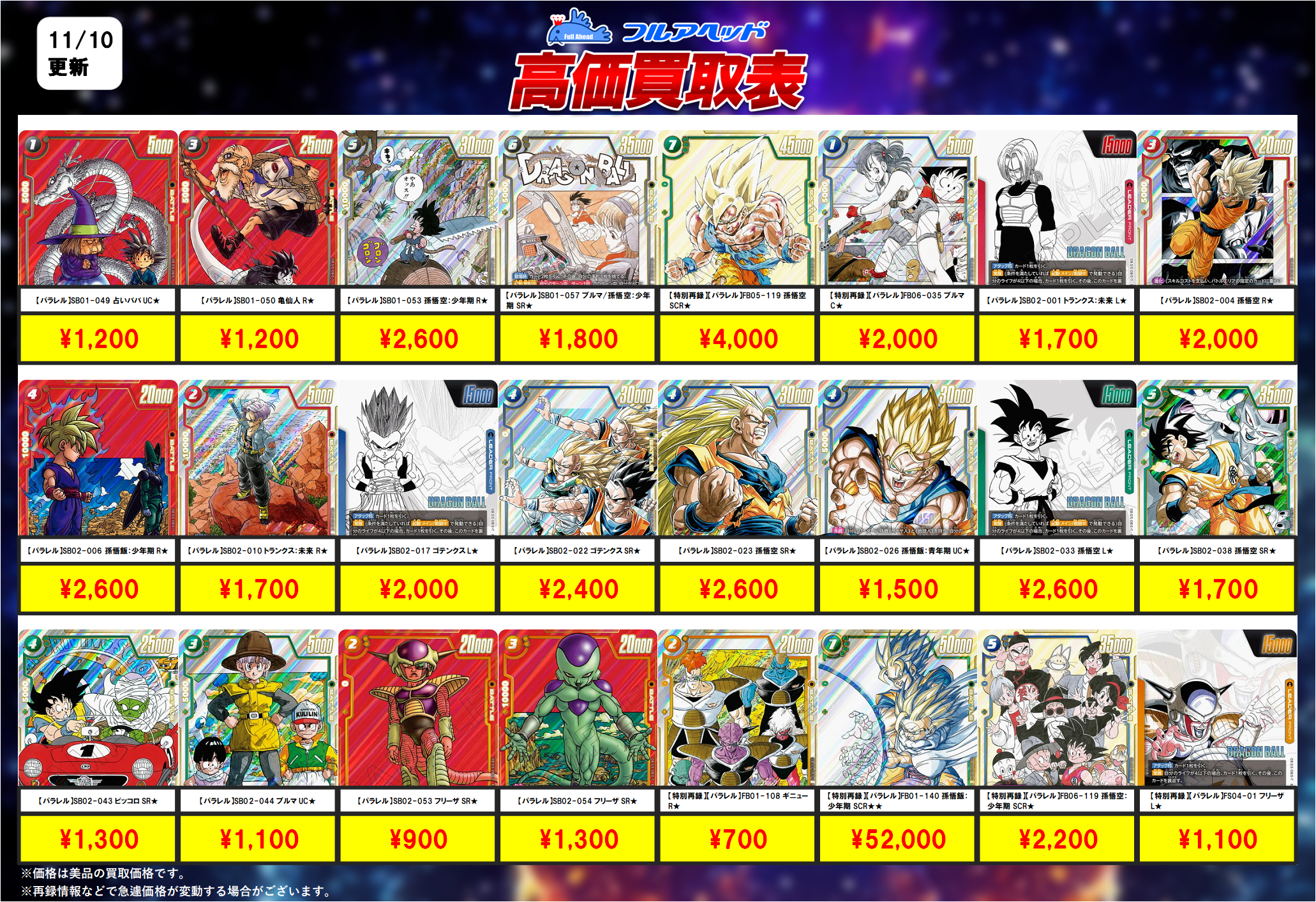 ドラゴンボールヒュージョンワールドまとめ売り ドラゴンボール