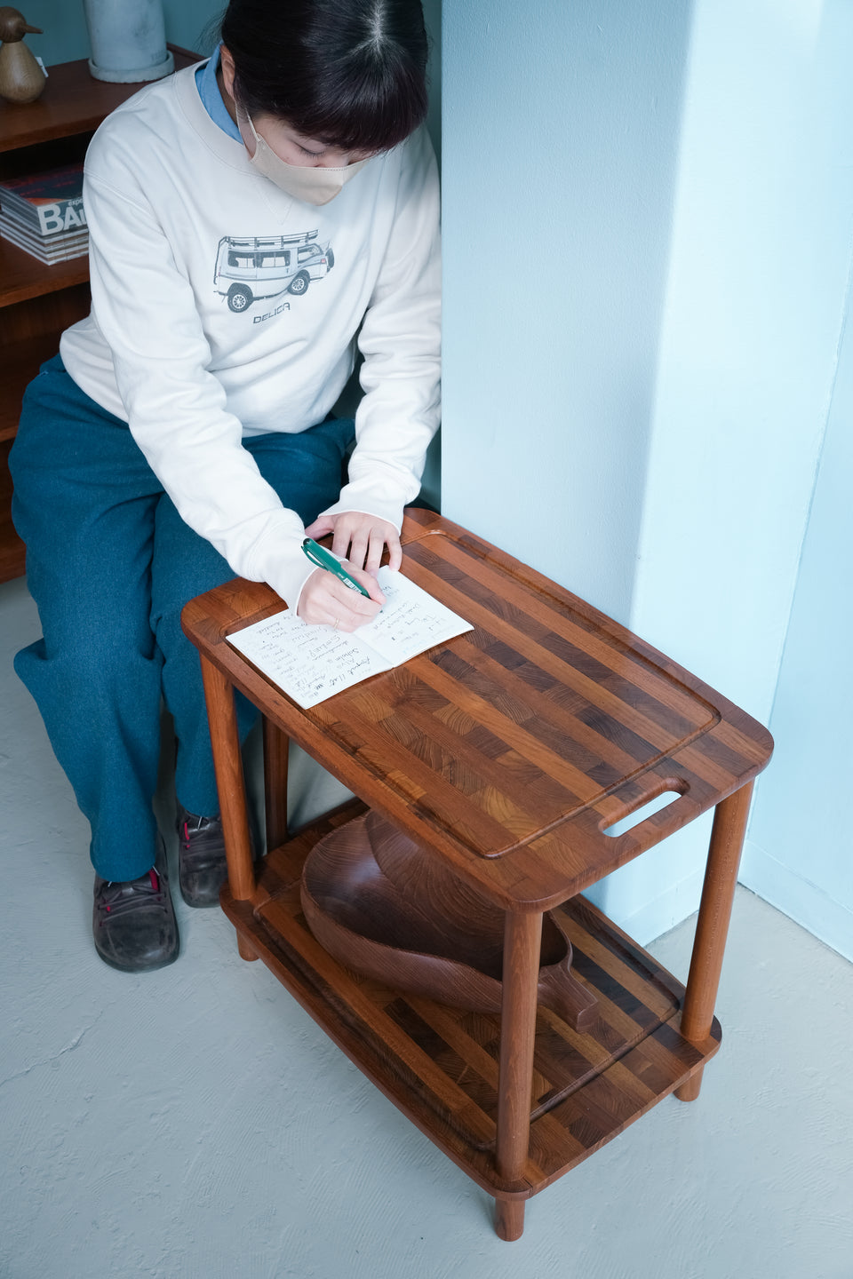 デンマークヴィンテージ サイドテーブル シェルフ チーク材 北欧家具