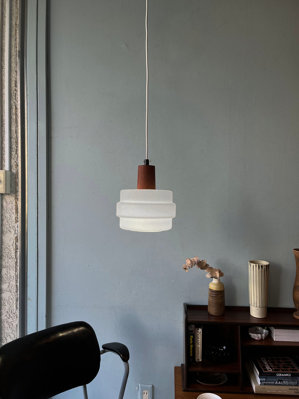 デンマークヴィンテージ ペンダントライト フロストガラス チーク 照明