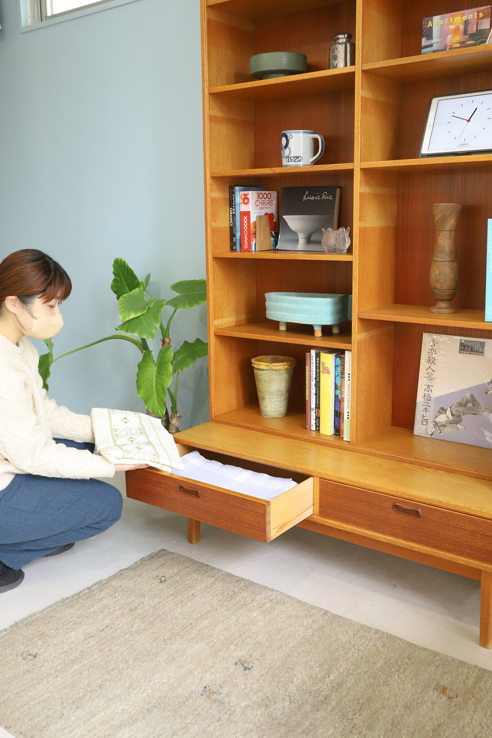 北欧ヴィンテージ ブックケース シェルフ オーク材 本棚 収納家具