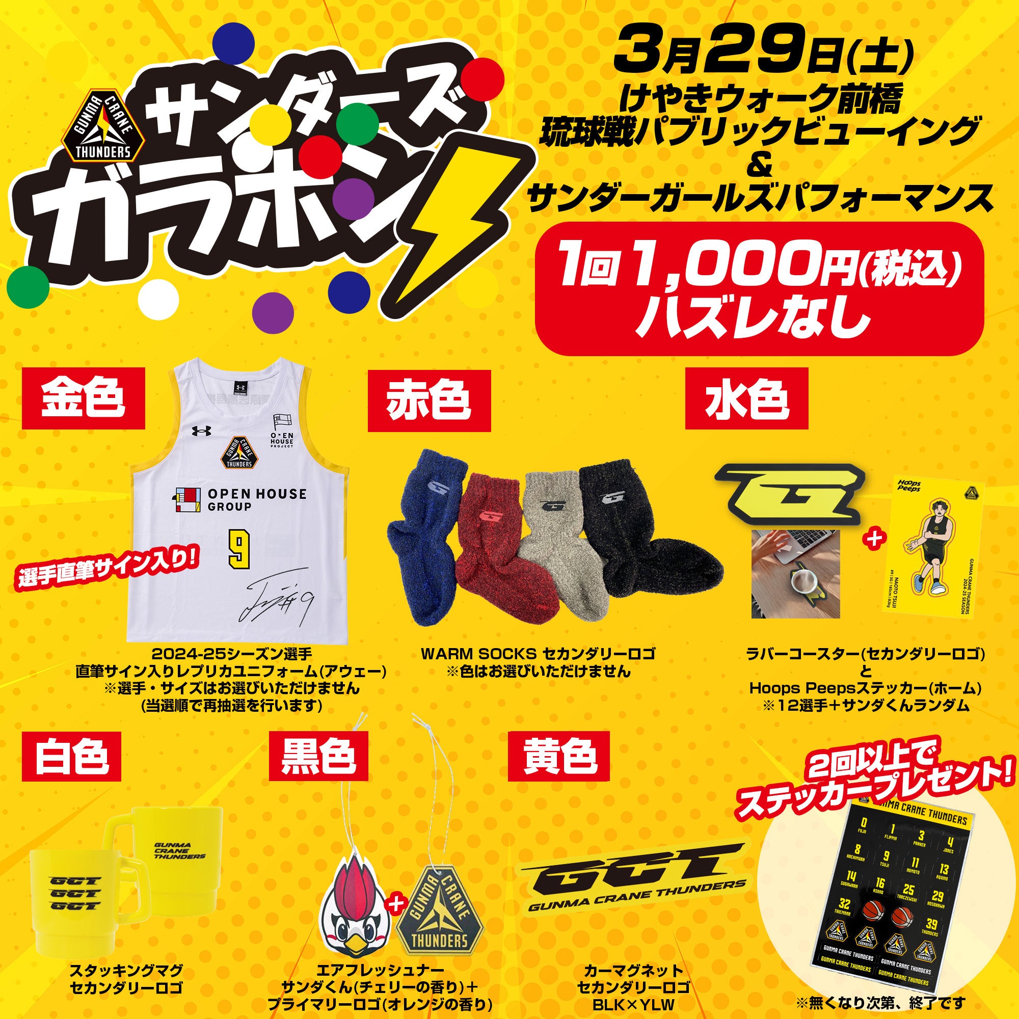 3/29(土)18:05試合開始 琉球戦パブリックビューイング＆サンダー