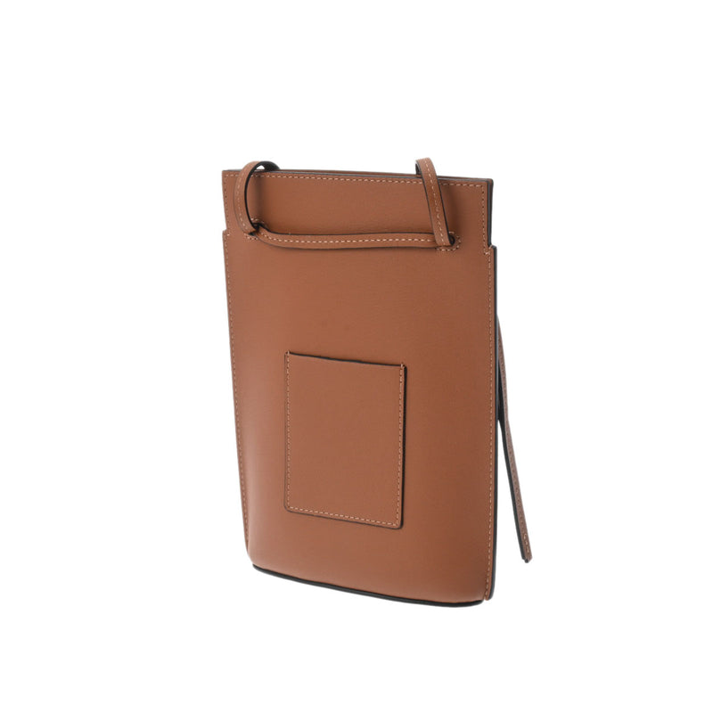 ロエベダイスポケット ブラウン ユニセックス レザー ショルダーバッグ