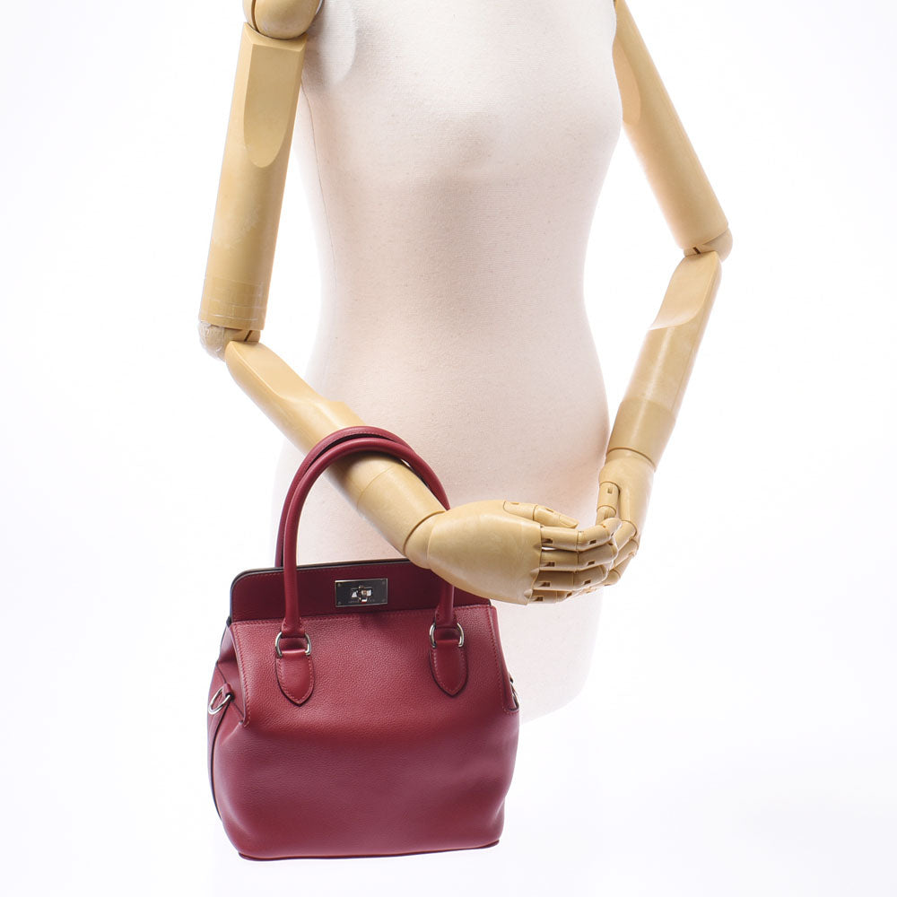エルメスツールボックス 20 2WAYバッグ ボルドー系 シルバー金具 X刻印
