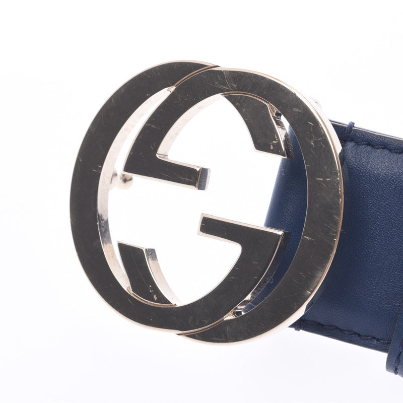 グッチインターロッキングGバックル 80cm アウトレット ネイビー