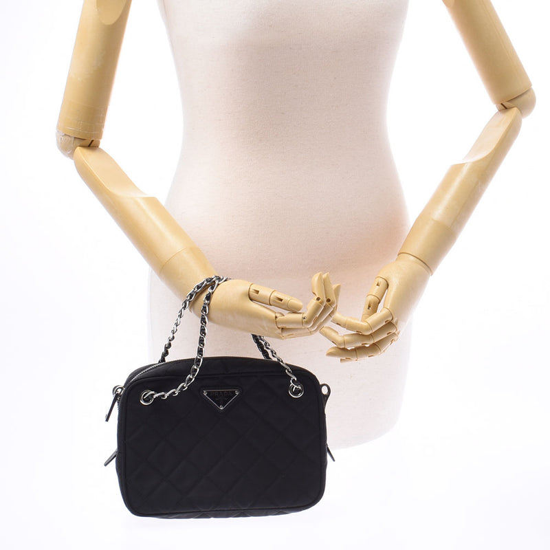 プラダチェーンバッグ 2WAY 黒 シルバー金具 レディース ハンドバッグ