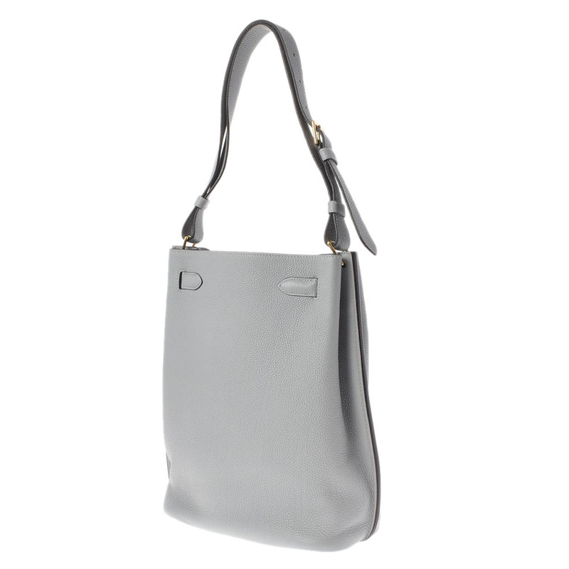 エルメスソーケリー 22 セミショルダー ブルーグラシエ ゴールド金具 T