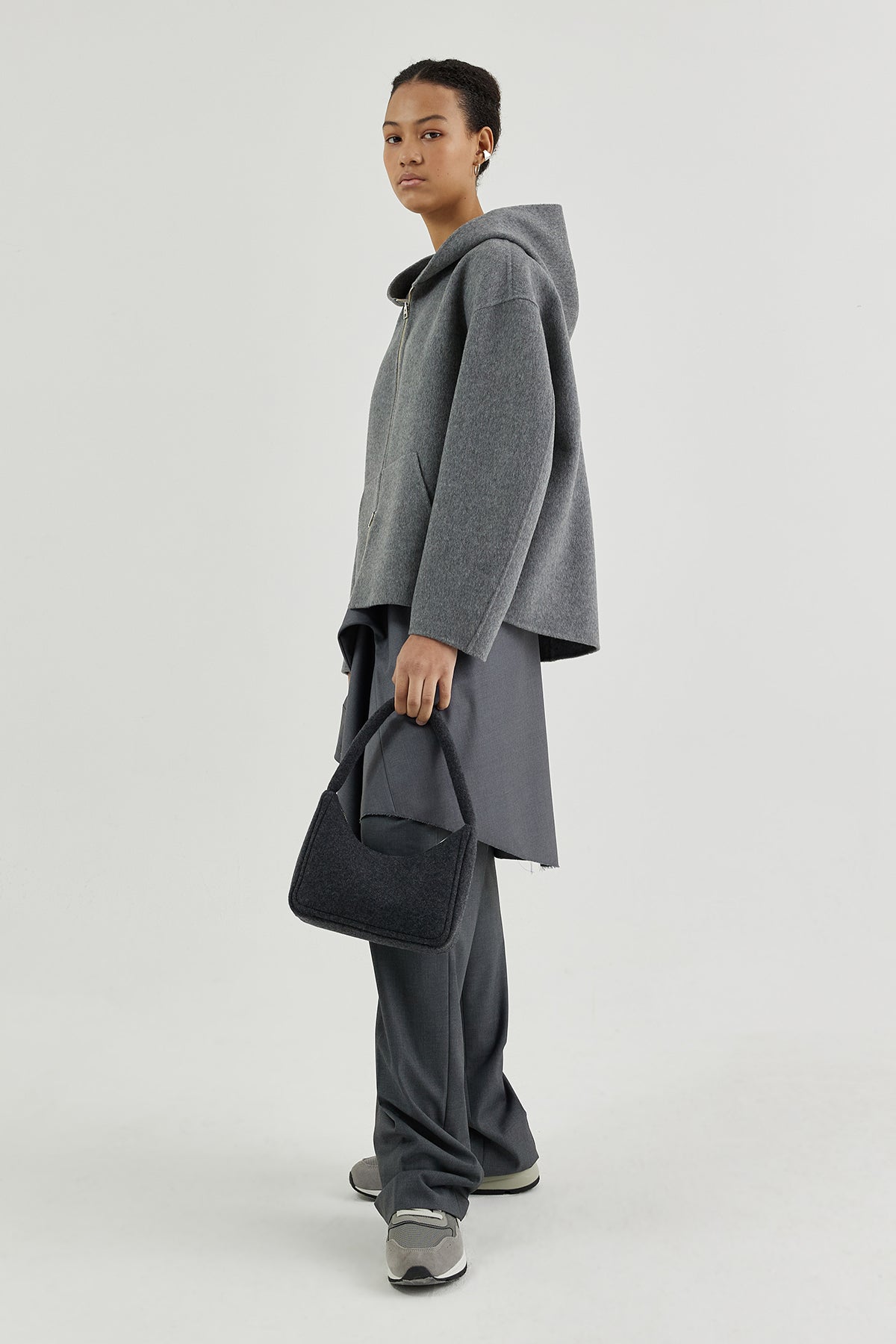 Hooded double-faced wool zip-up jacket – GOEN.J