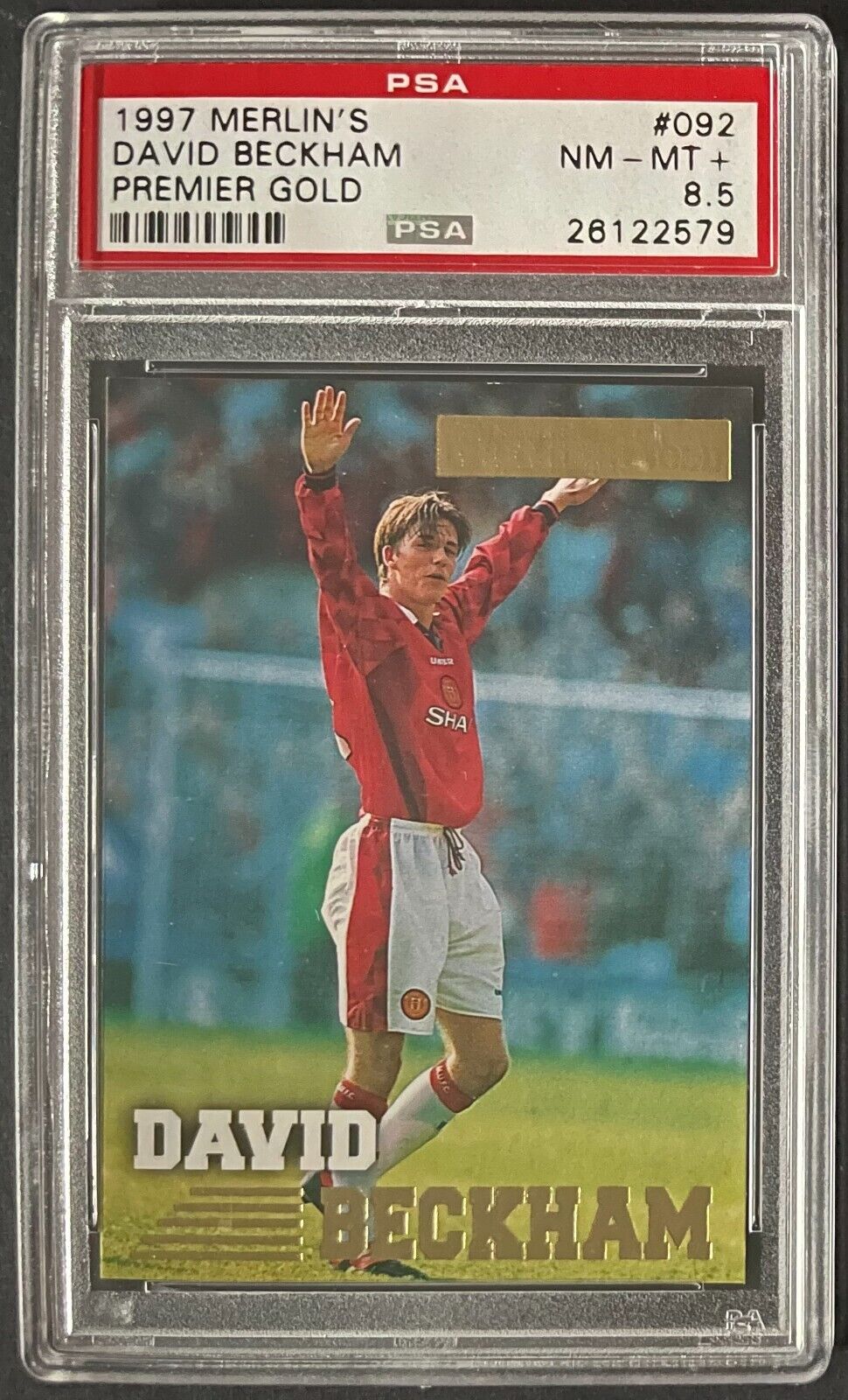 1997 EPL Merlins David Beckham Premier Gold #92 PSA 8.5 NM-MT+