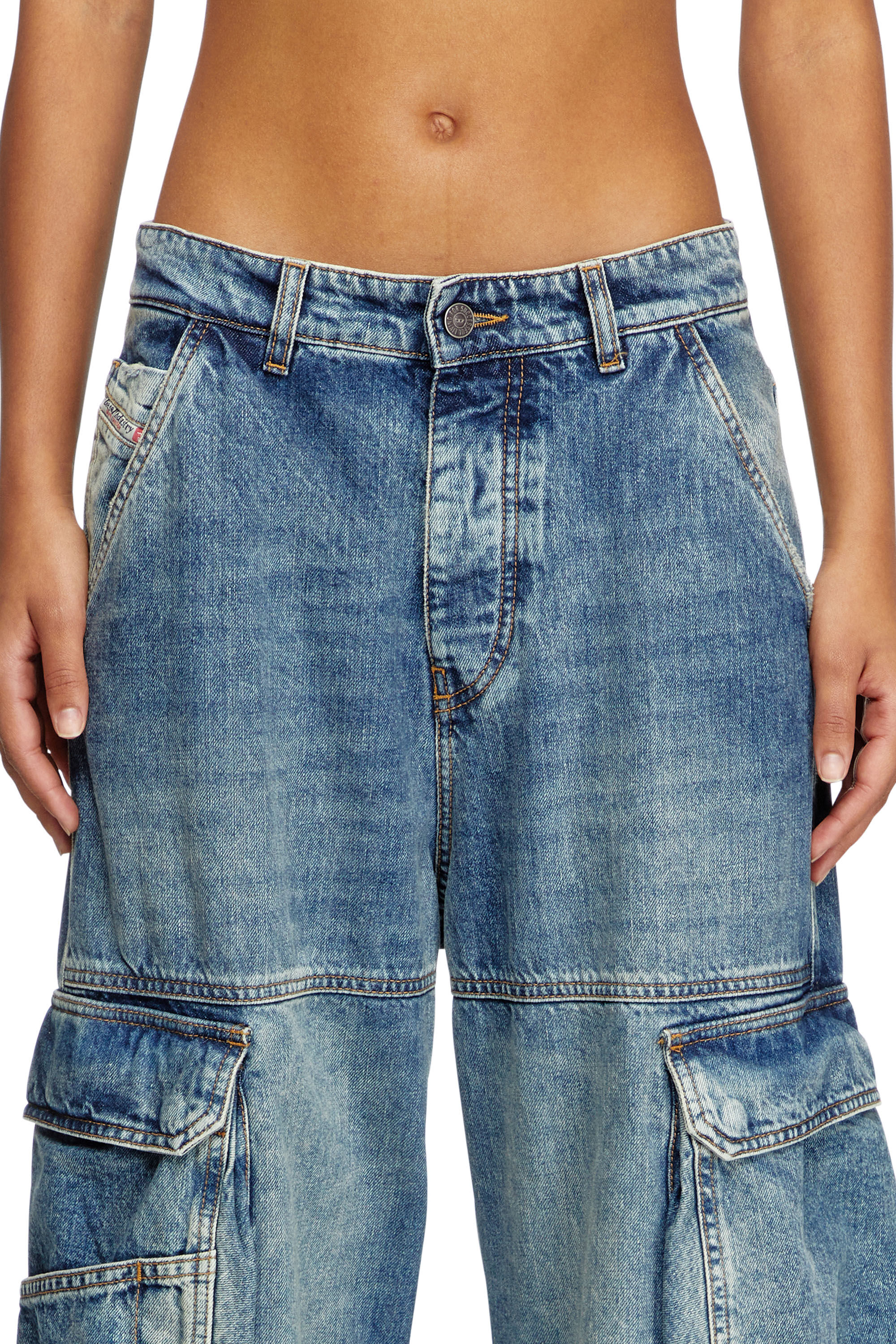 1996 D-Sire Women: Cargo Jeans with pockets, medium blue | Diesel