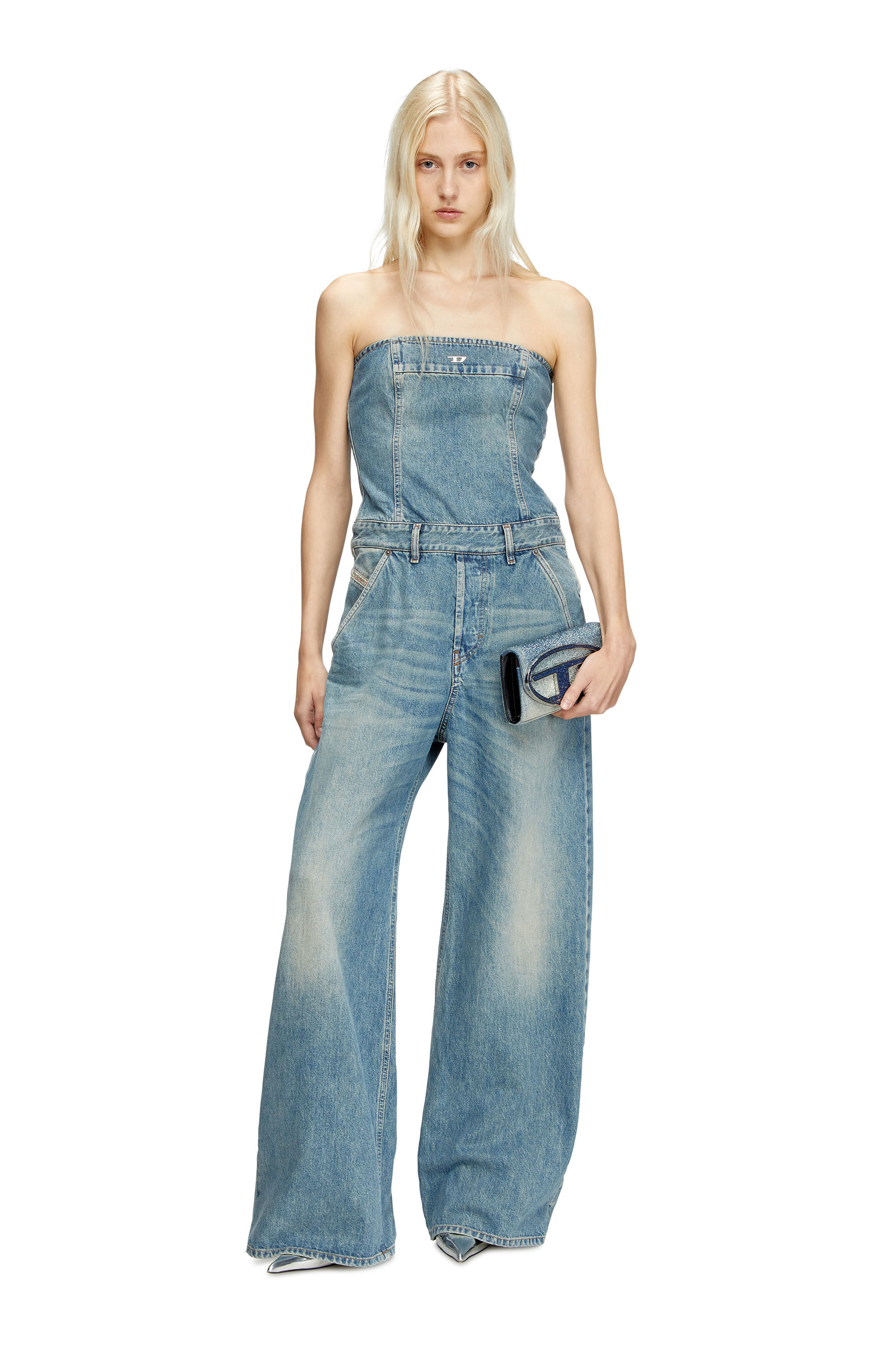 Women's Denim strapless jumpsuit | Blue | Diesel