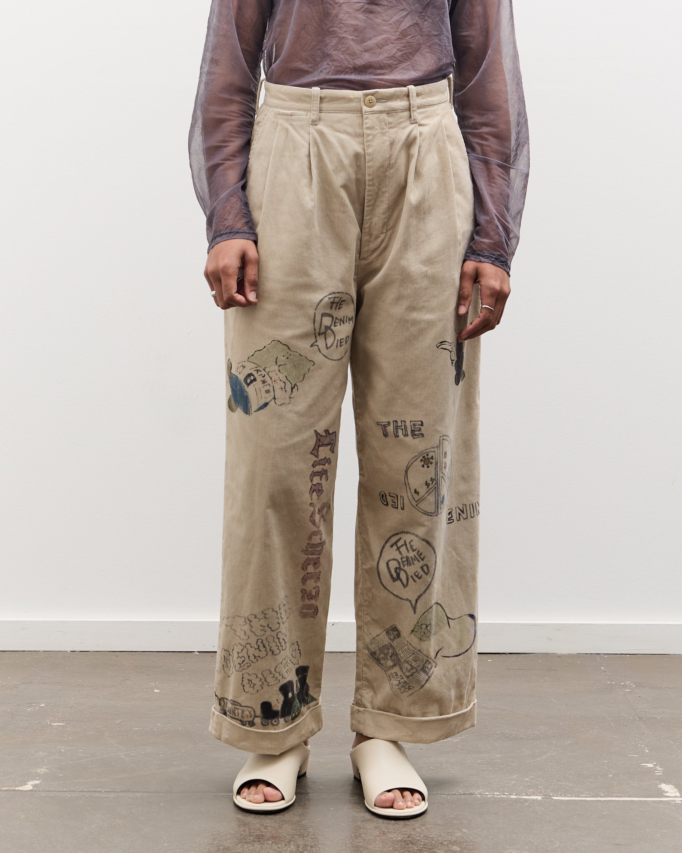 Kapital 14W Corduroy IVY Pants (Memorial Paint Model), Beige