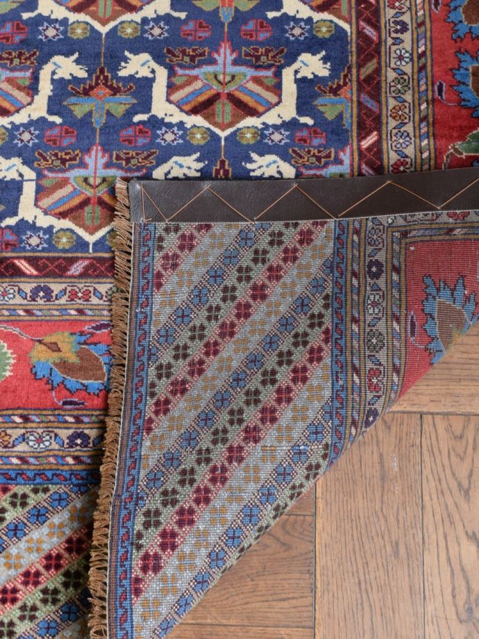 バルーチのおしゃれな幾何学模様の絨毯、ビンテージのトライバルラグ(m