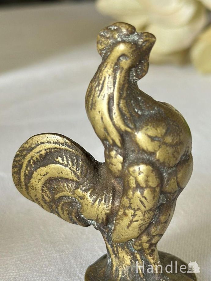 イギリスから届いたニワトリのオブジェ、英国アンティークの真鍮製