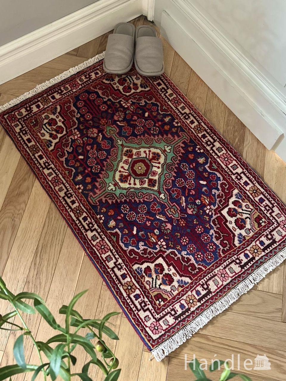 ウォーラグ ヴィンテージラグ トライバルラグ143cm×83cm ウール絨毯