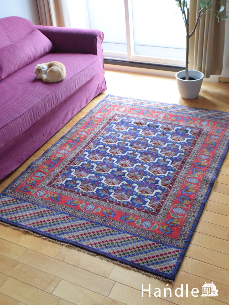 ビンテージのおしゃれな絨毯、イランバルーテの一点もののトライバル