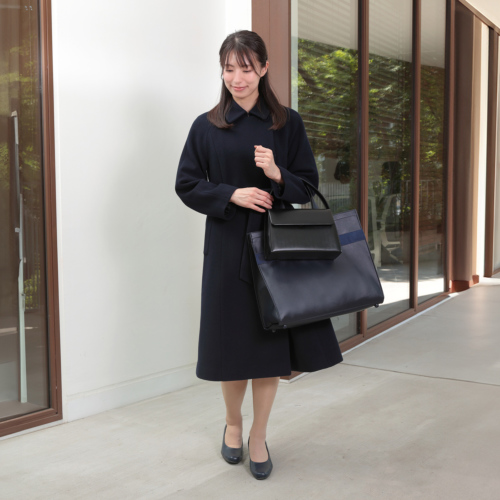 完全日本製 完全自立型 お受験ママバッグ スクエア型 ビッグトート