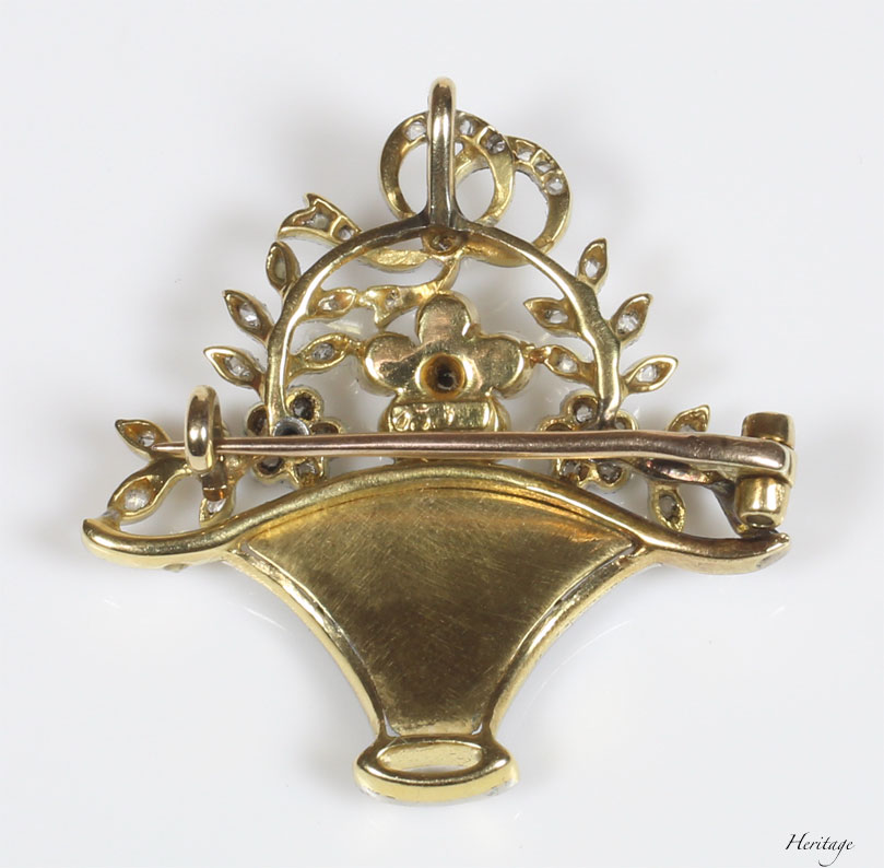 エドワーディアンのギロッシュエナメルのフラワー・バスケット