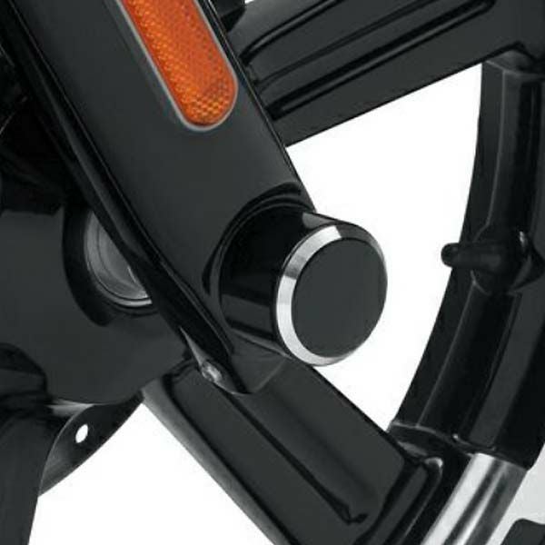 ハーレー フロントアクスルナットカバーセット ブラック/シルバー