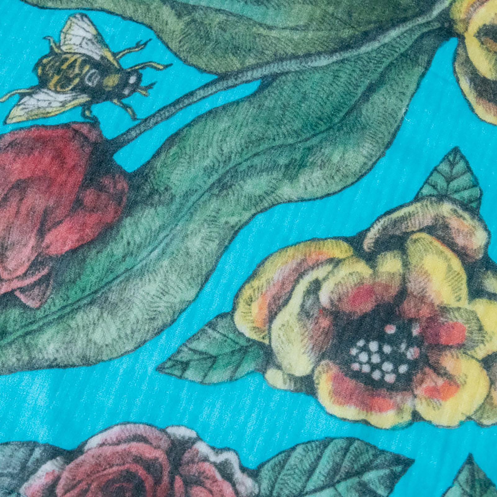 ブランケット【シングルサイズ】青の花柄 – ボリス雑貨店